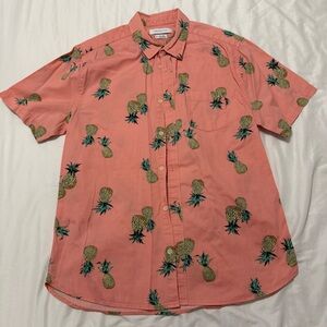 Urban Outfitters Pink Pineapple Print Button-Up Shirt